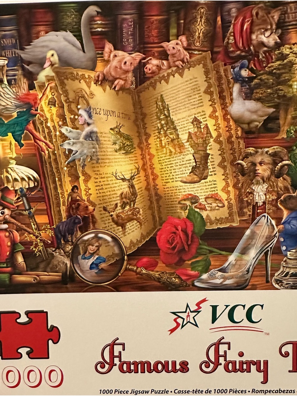 Vermont Christmas Company Famous Fairy Tales 1000pc Jigsaw Puzzle Bonus Poster